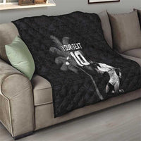 Custom Fiji Rugby Pacific Champions 2024 Quilt Anniversary 7 Titles - Fijians Rugby and Tapa Hibiscus Black Art LT03 - Polynesian Pride