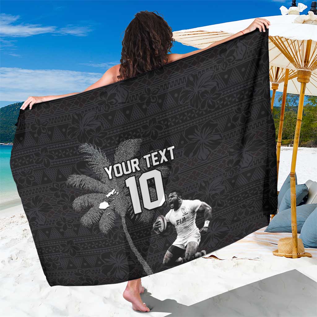 Custom Fiji Rugby Pacific Champions 2024 Sarong Anniversary 7 Titles - Fijians Rugby and Tapa Hibiscus Black Art LT03 One Size 44 x 66 inches Black - Polynesian Pride