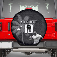 Custom Fiji Rugby Pacific Champions 2024 Spare Tire Cover Anniversary 7 Titles - Fijians Rugby and Tapa Hibiscus Black Art LT03 - Polynesian Pride