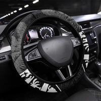 Fiji Rugby Pacific Champions 2024 Steering Wheel Cover Anniversary 7 Titles - Fijians Rugby and Tapa Hibiscus Black Art LT03 Universal Fit Black - Polynesian Pride