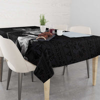 Custom Fiji Rugby Pacific Champions 2024 Tablecloth Anniversary 7 Titles - Fijians Rugby and Tapa Hibiscus Black Art LT03 - Polynesian Pride