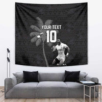 Custom Fiji Rugby Pacific Champions 2024 Tapestry Anniversary 7 Titles - Fijians Rugby and Tapa Hibiscus Black Art LT03 Black - Polynesian Pride