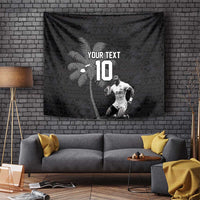 Custom Fiji Rugby Pacific Champions 2024 Tapestry Anniversary 7 Titles - Fijians Rugby and Tapa Hibiscus Black Art LT03 - Polynesian Pride