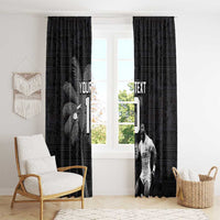 Custom Fiji Rugby Pacific Champions 2024 Window Curtain Anniversary 7 Titles - Fijians Rugby and Tapa Hibiscus Black Art LT03 - Polynesian Pride