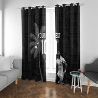 Custom Fiji Rugby Pacific Champions 2024 Window Curtain Anniversary 7 Titles - Fijians Rugby and Tapa Hibiscus Black Art LT03 With Grommets Black - Polynesian Pride