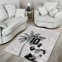 Custom Fiji Rugby Pacific Champions 2024 Area Rug Anniversary 7 Titles - Fijians Rugby and Tapa Hibiscus White Art LT03 - Polynesian Pride