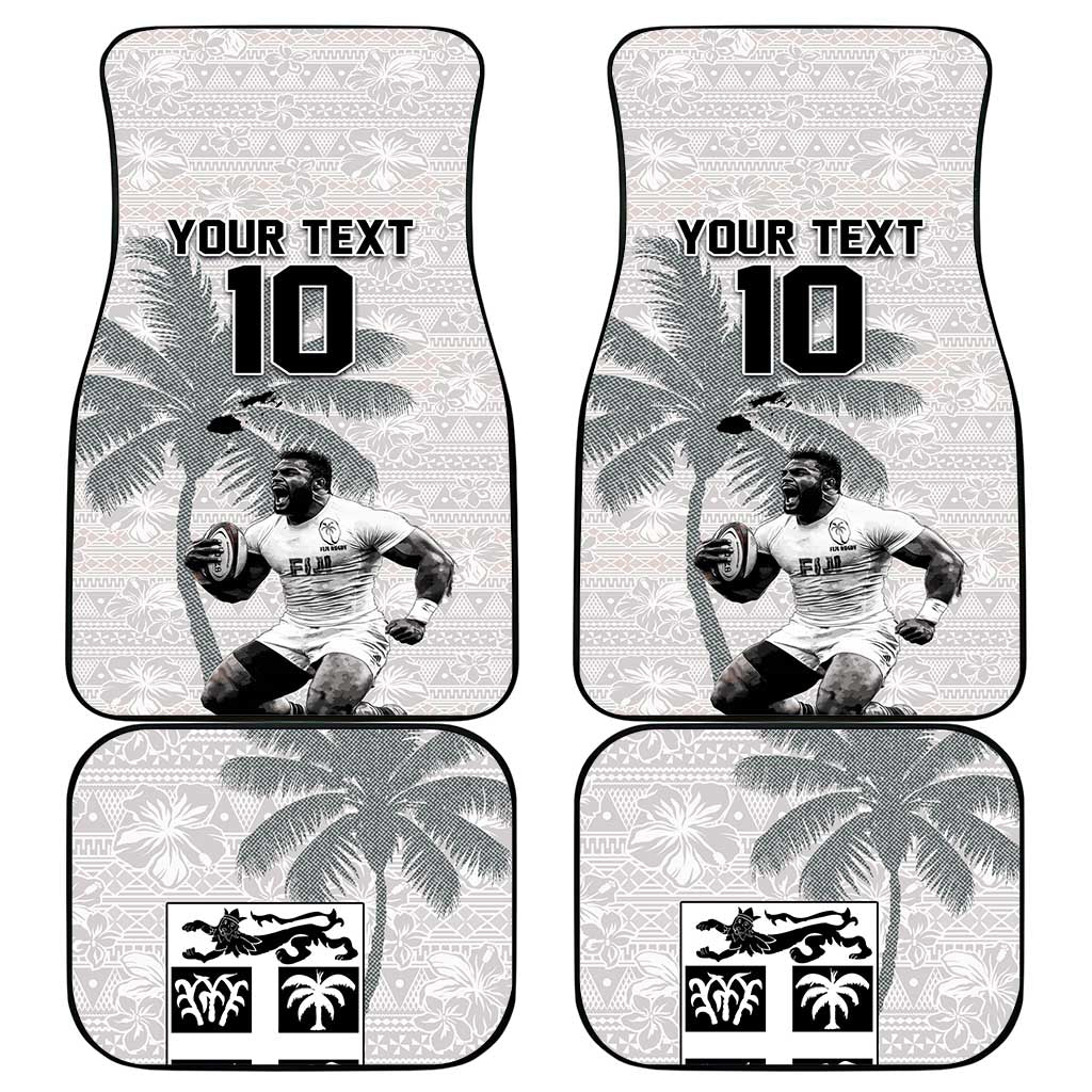 Custom Fiji Rugby Pacific Champions 2024 Car Mats Anniversary 7 Titles - Fijians Rugby and Tapa Hibiscus White Art LT03 - Polynesian Pride
