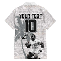 Custom Fiji Rugby Pacific Champions 2024 Family Matching Off The Shoulder Long Sleeve Dress and Hawaiian Shirt Anniversary 7 Titles - Fijians Rugby and Tapa Hibiscus White Art LT03 - Polynesian Pride