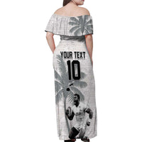 Custom Fiji Rugby Pacific Champions 2024 Family Matching Off Shoulder Maxi Dress and Hawaiian Shirt Anniversary 7 Titles - Fijians Rugby and Tapa Hibiscus White Art LT03 - Polynesian Pride