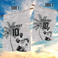 Custom Fiji Rugby Pacific Champions 2024 Garden Flag Anniversary 7 Titles - Fijians Rugby and Tapa Hibiscus White Art LT03 - Polynesian Pride