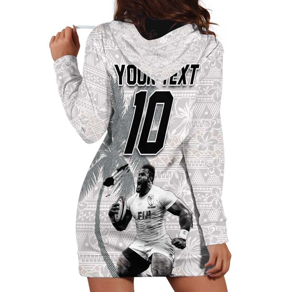 Custom Fiji Rugby Pacific Champions 2024 Hoodie Dress Anniversary 7 Titles - Fijians Rugby and Tapa Hibiscus White Art LT03 - Polynesian Pride