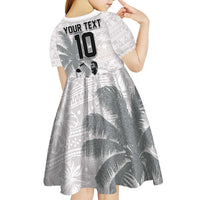 Custom Fiji Rugby Pacific Champions 2024 Kid Short Sleeve Dress Anniversary 7 Titles - Fijians Rugby and Tapa Hibiscus White Art LT03 - Polynesian Pride