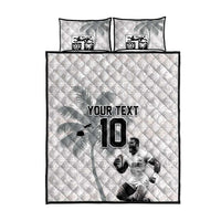 Custom Fiji Rugby Pacific Champions 2024 Quilt Bed Set Anniversary 7 Titles - Fijians Rugby and Tapa Hibiscus White Art LT03 - Polynesian Pride