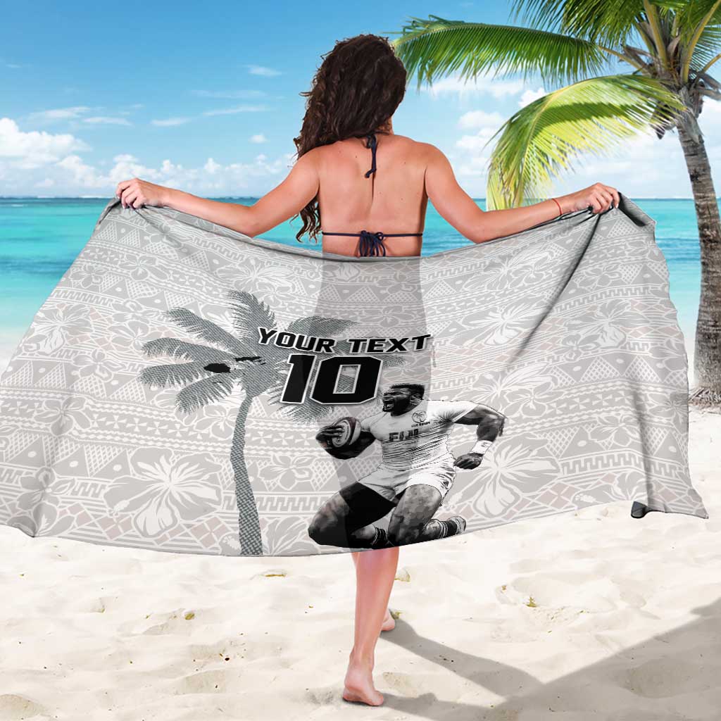 Custom Fiji Rugby Pacific Champions 2024 Sarong Anniversary 7 Titles - Fijians Rugby and Tapa Hibiscus White Art LT03 - Polynesian Pride