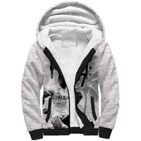 Custom Fiji Rugby Pacific Champions 2024 Sherpa Hoodie Anniversary 7 Titles - Fijians Rugby and Tapa Hibiscus White Art LT03 Unisex White - Polynesian Pride