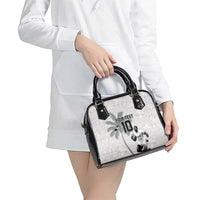 Custom Fiji Rugby Pacific Champions 2024 Shoulder Handbag Anniversary 7 Titles - Fijians Rugby and Tapa Hibiscus White Art LT03 - Polynesian Pride