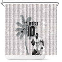Custom Fiji Rugby Pacific Champions 2024 Shower Curtain Anniversary 7 Titles - Fijians Rugby and Tapa Hibiscus White Art LT03 White - Polynesian Pride