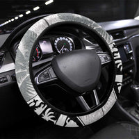 Fiji Rugby Pacific Champions 2024 Steering Wheel Cover Anniversary 7 Titles - Fijians Rugby and Tapa Hibiscus White Art LT03 Universal Fit White - Polynesian Pride