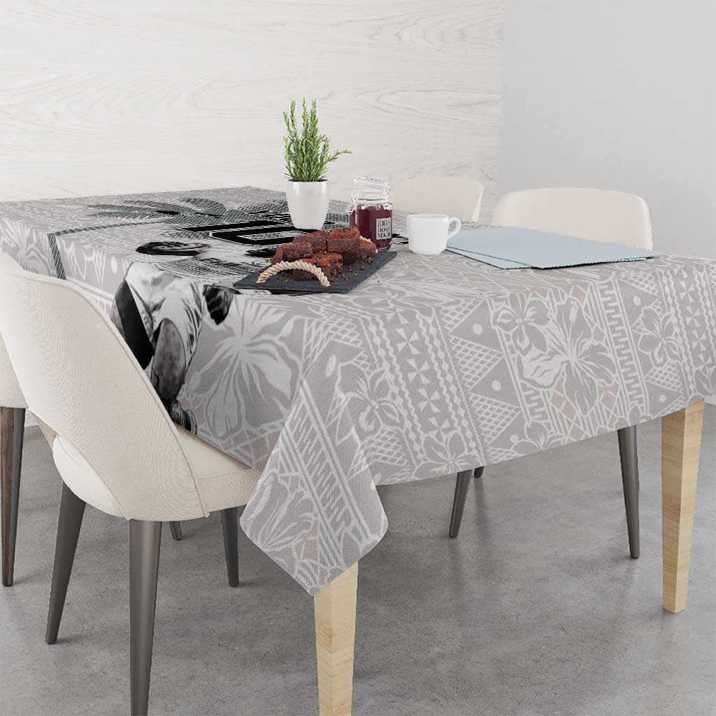 Custom Fiji Rugby Pacific Champions 2024 Tablecloth Anniversary 7 Titles - Fijians Rugby and Tapa Hibiscus White Art LT03 - Polynesian Pride