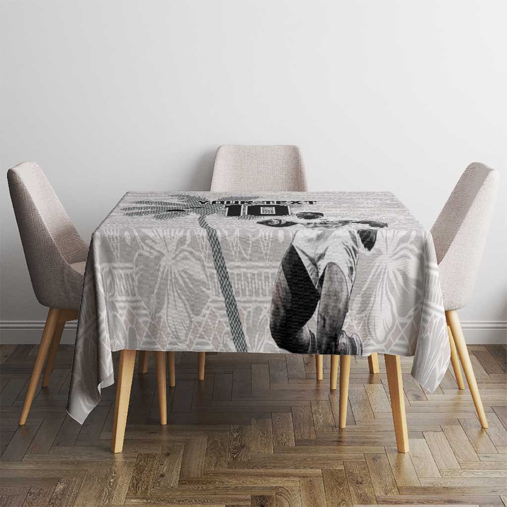 Custom Fiji Rugby Pacific Champions 2024 Tablecloth Anniversary 7 Titles - Fijians Rugby and Tapa Hibiscus White Art LT03 - Polynesian Pride