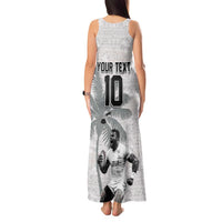 Custom Fiji Rugby Pacific Champions 2024 Tank Maxi Dress Anniversary 7 Titles - Fijians Rugby and Tapa Hibiscus White Art LT03 - Polynesian Pride