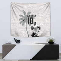 Custom Fiji Rugby Pacific Champions 2024 Tapestry Anniversary 7 Titles - Fijians Rugby and Tapa Hibiscus White Art LT03 - Polynesian Pride