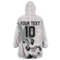 Custom Fiji Rugby Pacific Champions 2024 Wearable Blanket Hoodie Anniversary 7 Titles - Fijians Rugby and Tapa Hibiscus White Art LT03 - Polynesian Pride
