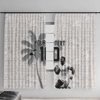 Custom Fiji Rugby Pacific Champions 2024 Window Curtain Anniversary 7 Titles - Fijians Rugby and Tapa Hibiscus White Art LT03 With Hooks White - Polynesian Pride
