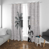 Custom Fiji Rugby Pacific Champions 2024 Window Curtain Anniversary 7 Titles - Fijians Rugby and Tapa Hibiscus White Art LT03 With Grommets White - Polynesian Pride