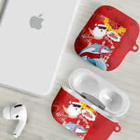 Hawaiian Mele Kalikimaka AirPods Case Funny Santa Riding Lei Dolphin with Kakau Tattoos LT03 - Polynesian Pride