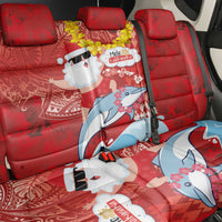 Hawaiian Mele Kalikimaka Back Car Seat Cover Funny Santa Riding Lei Dolphin with Kakau Tattoos LT03 - Polynesian Pride