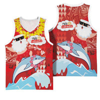 Hawaiian Mele Kalikimaka Basketball Jersey Funny Santa Riding Lei Dolphin with Kakau Tattoos LT03 - Polynesian Pride