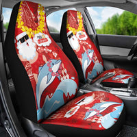 Hawaiian Mele Kalikimaka Car Seat Cover Funny Santa Riding Lei Dolphin with Kakau Tattoos LT03 - Polynesian Pride