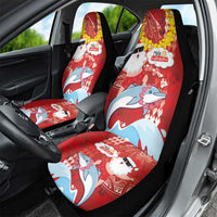 Hawaiian Mele Kalikimaka Car Seat Cover Funny Santa Riding Lei Dolphin with Kakau Tattoos LT03 - Polynesian Pride