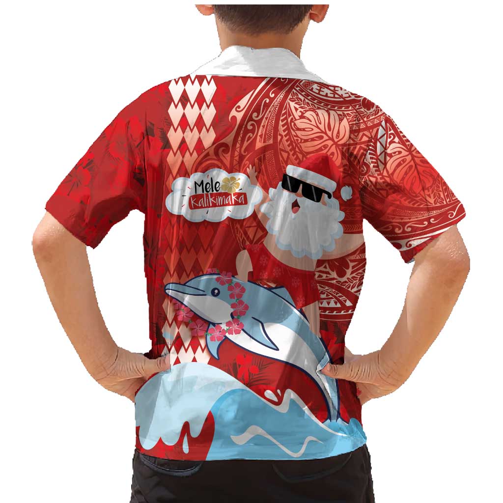 Hawaiian Mele Kalikimaka Family Matching Mermaid Dress and Hawaiian Shirt Funny Santa Riding Lei Dolphin with Kakau Tattoos LT03 - Polynesian Pride