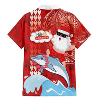 Hawaiian Mele Kalikimaka Family Matching Mermaid Dress and Hawaiian Shirt Funny Santa Riding Lei Dolphin with Kakau Tattoos LT03 - Polynesian Pride
