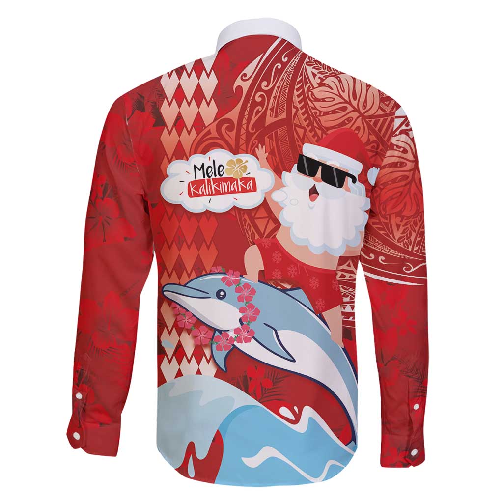 Hawaiian Mele Kalikimaka Family Matching Mermaid Dress and Hawaiian Shirt Funny Santa Riding Lei Dolphin with Kakau Tattoos LT03 - Polynesian Pride