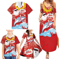 Hawaiian Mele Kalikimaka Family Matching Summer Maxi Dress and Hawaiian Shirt Funny Santa Riding Lei Dolphin with Kakau Tattoos LT03 - Polynesian Pride