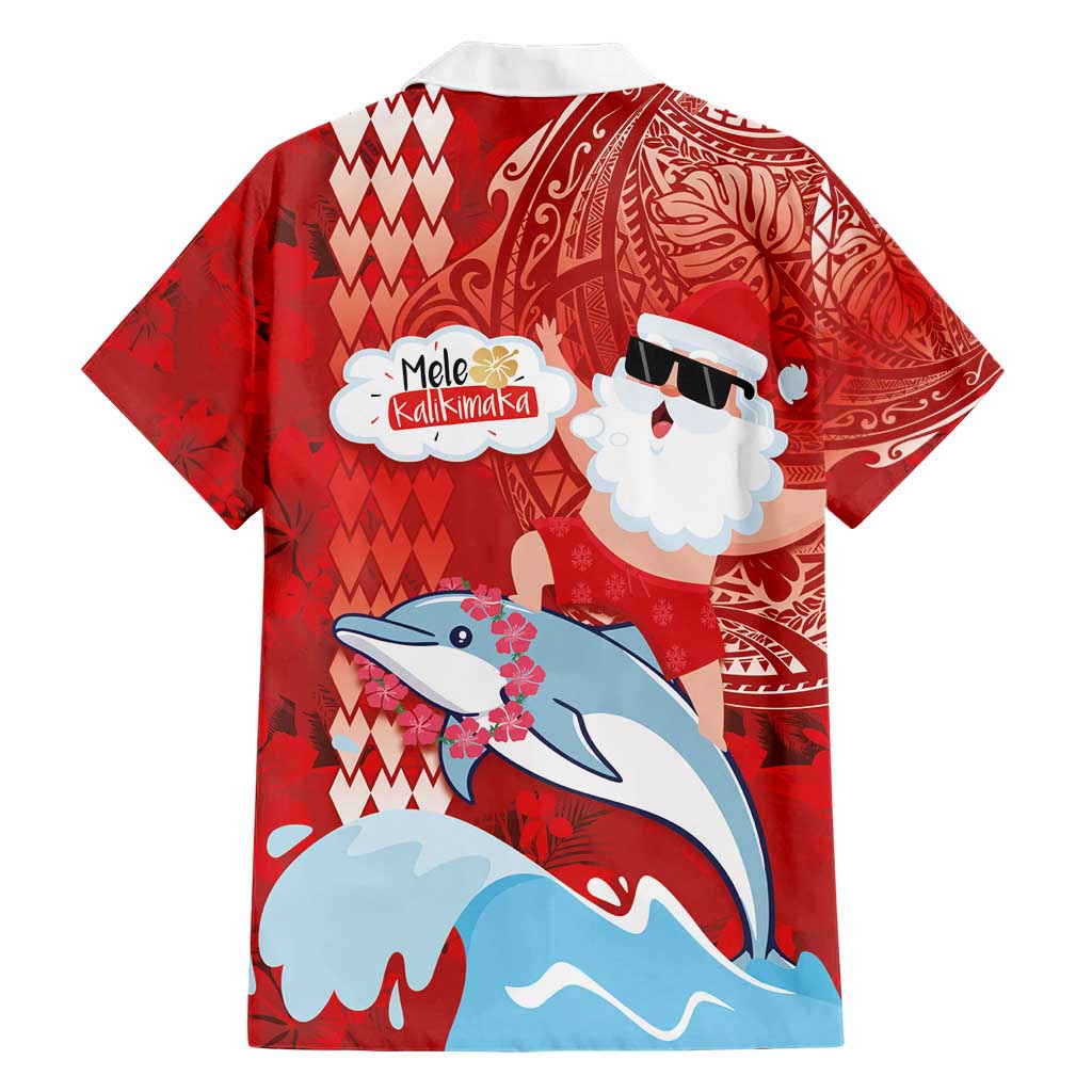 Hawaiian Mele Kalikimaka Hawaiian Shirt Funny Santa Riding Lei Dolphin with Kakau Tattoos LT03 - Polynesian Pride