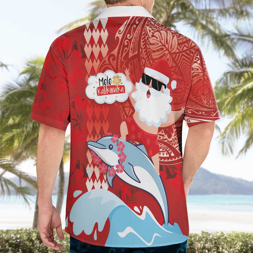 Hawaiian Mele Kalikimaka Hawaiian Shirt Funny Santa Riding Lei Dolphin with Kakau Tattoos LT03 - Polynesian Pride