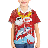 Hawaiian Mele Kalikimaka Hawaiian Shirt Funny Santa Riding Lei Dolphin with Kakau Tattoos LT03 - Polynesian Pride