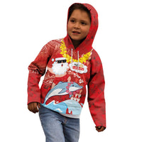 Hawaiian Mele Kalikimaka Kid Hoodie Funny Santa Riding Lei Dolphin with Kakau Tattoos LT03 - Polynesian Pride