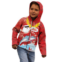Hawaiian Mele Kalikimaka Kid Hoodie Funny Santa Riding Lei Dolphin with Kakau Tattoos LT03 - Polynesian Pride