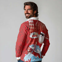Hawaiian Mele Kalikimaka Long Sleeve Polo Shirt Funny Santa Riding Lei Dolphin with Kakau Tattoos LT03 - Polynesian Pride