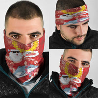 Hawaiian Mele Kalikimaka Neck Gaiter Funny Santa Riding Lei Dolphin with Kakau Tattoos LT03 - Polynesian Pride