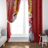 Hawaiian Mele Kalikimaka Window Curtain Funny Santa Riding Lei Dolphin with Kakau Tattoos - Polynesian Pride