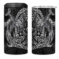 Hawaiian Whales Polynesian Art Motifs 4 in 1 Can Cooler Tumbler Black Color LT03 One Size: 16 oz Black - Polynesian Pride