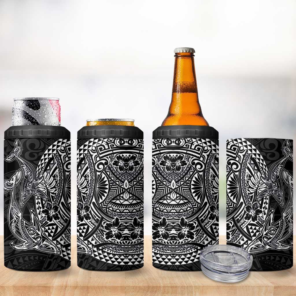 Hawaiian Whales Polynesian Art Motifs 4 in 1 Can Cooler Tumbler Black Color LT03 - Polynesian Pride