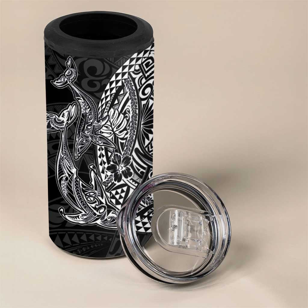 Hawaiian Whales Polynesian Art Motifs 4 in 1 Can Cooler Tumbler Black Color LT03 - Polynesian Pride