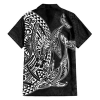 Hawaiian Whales Polynesian Art Motifs Family Matching Puletasi and Hawaiian Shirt Black Color LT03 - Polynesian Pride